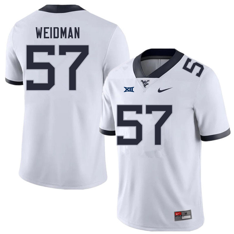 Men #57 Sullivan Weidman West Virginia Mountaineers College Football Jerseys Sale-White